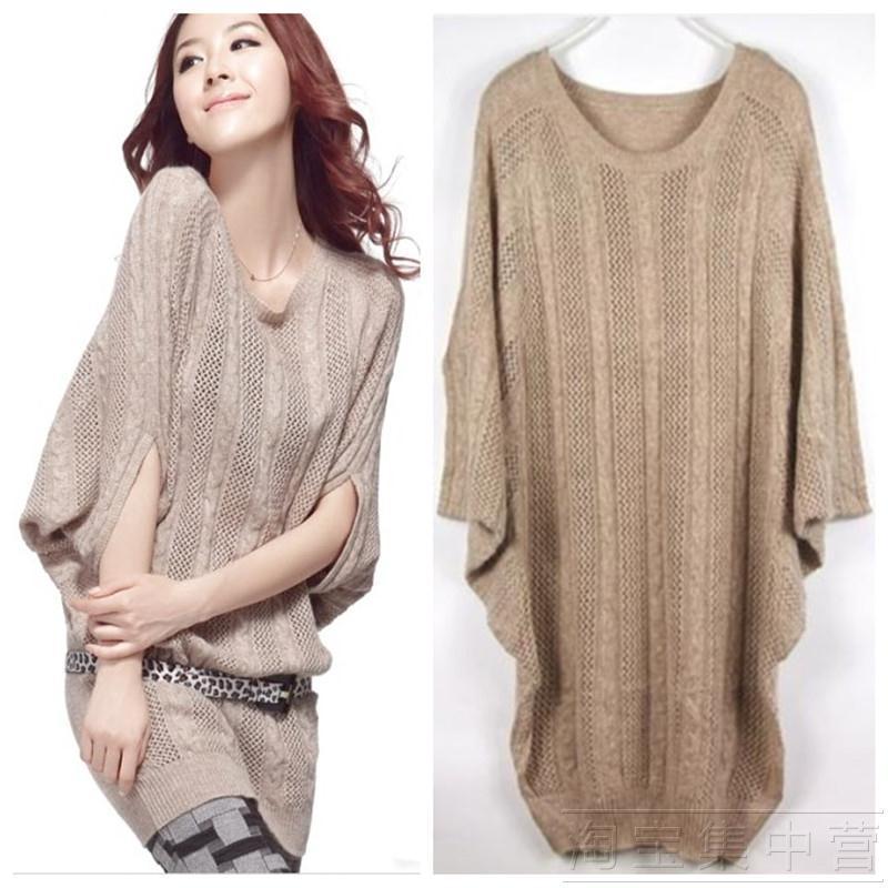 2011 spring cutout twisted batwing sleeve loose medium-long elegant sweater woman cardigan