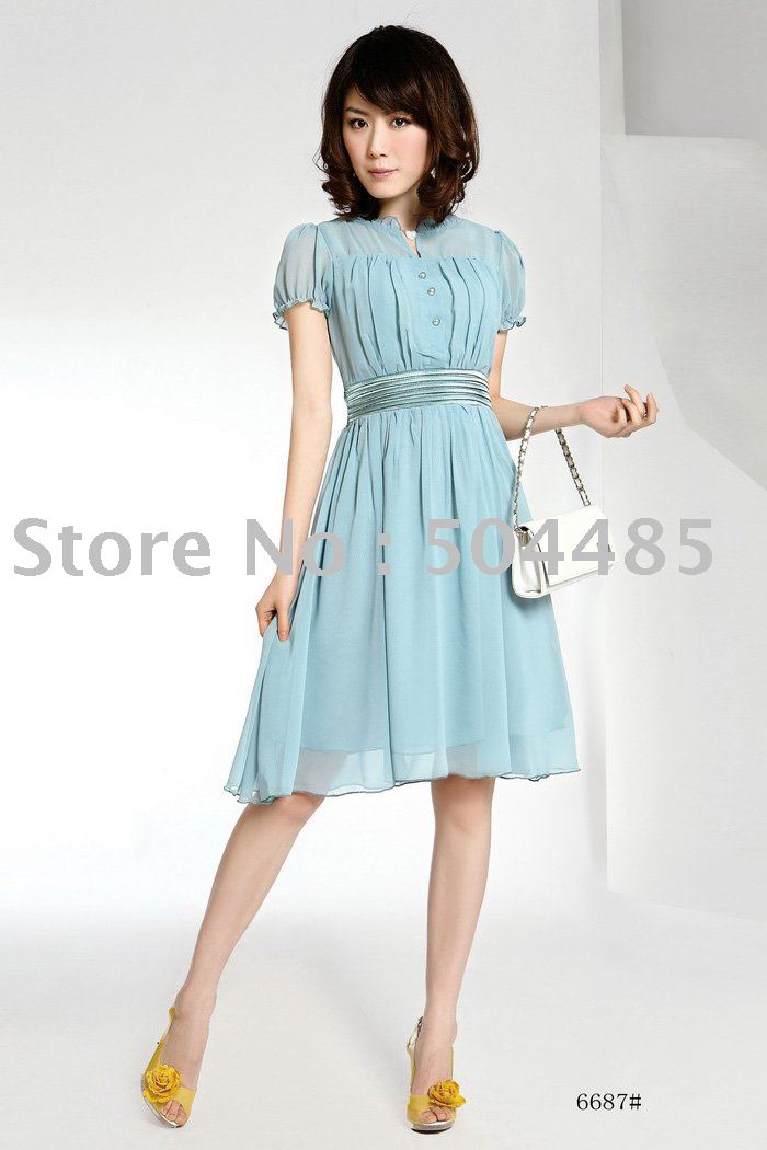 2011 summer new Hot sell Wholesale cotton dress/short sleeve dress/ lady's Clothes Free shipping cs-316