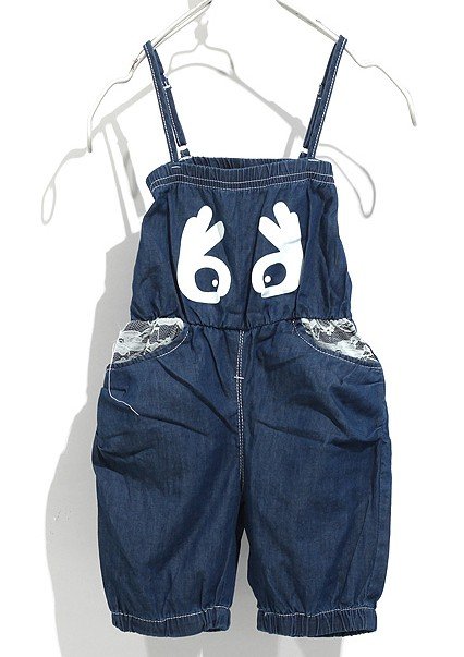 2011 summer new style ,girl's clothes,100% cotton, jeans Conjoined pants,,suspender trousers 076