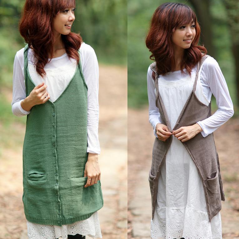 2011 vivi casual sweater yarn knitted long design spaghetti strap cardigan