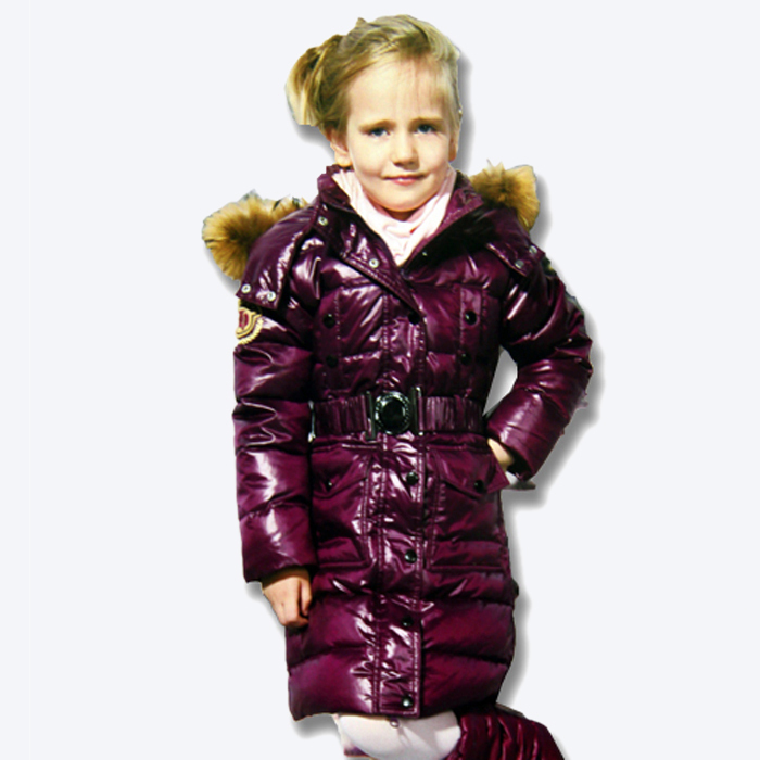 2011 Westphal child down coat 1276 long design slim waist raccoon fur windproof