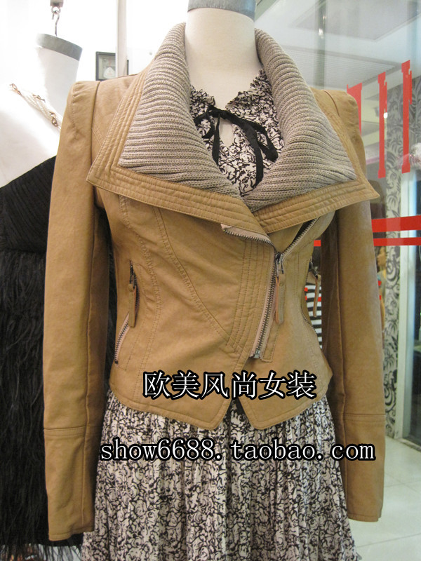 2011 women's leather clothing slim sheepskin hot-selling short design outerwear leather clothing zipper style