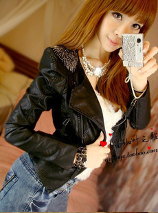 2011 women's motorcycle jacket tassel zipper leather clothing outerwear female