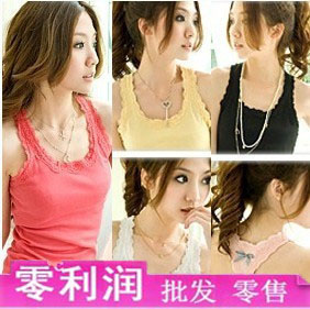 2011 women's tank female 100% cotton small vest all-match lace small vest basic shirt