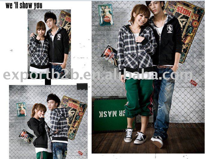 2011Hot spring Jacket Long Sleeve Fashion two side wear Sweater Couple 2Pcs/Lot for lady and man ( Black )+ FREE SHIPPING