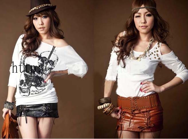 2012 050 strap on both sides sexy slim leather hip short skirt black brown