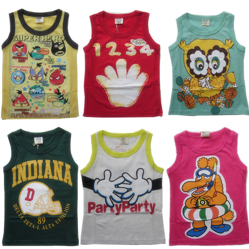 2012 100% child cotton vest 100% cotton male clothing baby girls sleeveless T-shirt shirt