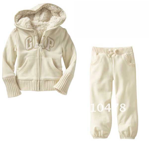 2012 100% Cotton New  Winter suits beige  double hooded suit/  children's clothing/Even the cap, Lamb