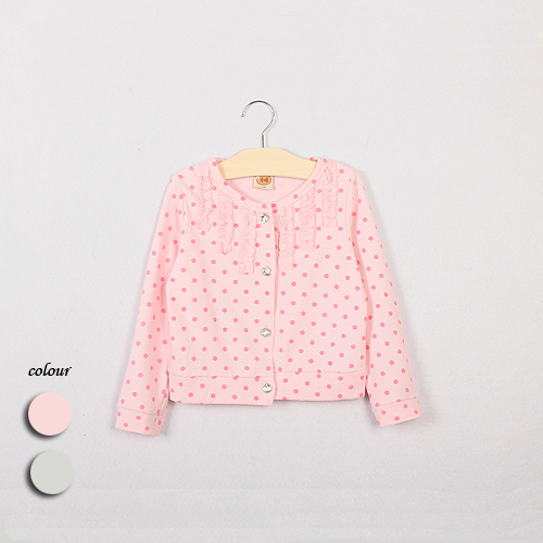 2012 100% o-neck autumn cotton polka dot crystal buckle cardigan female child outerwear top m012