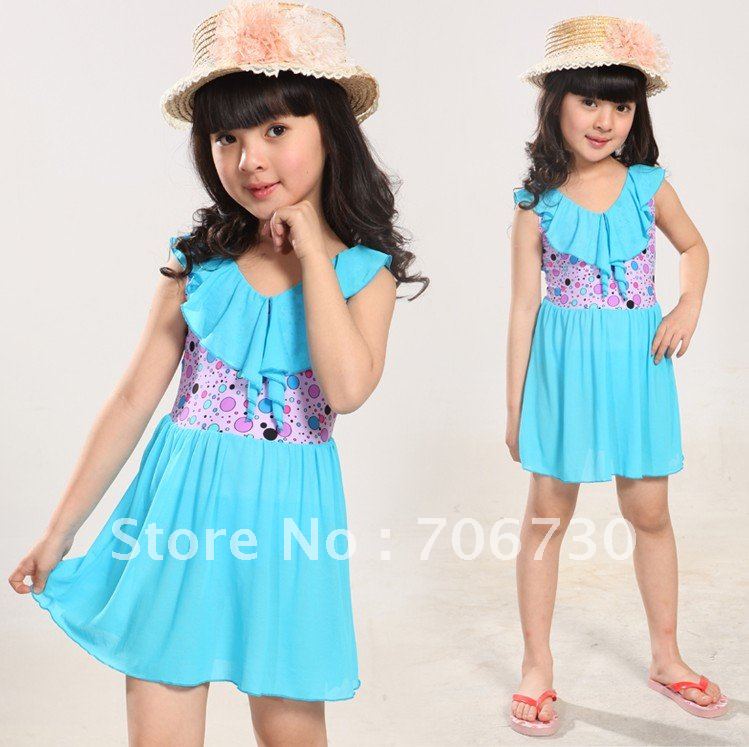 2012 (10Pcs/Lot) Free Shipping Wholesale High Quality New Children's/Kids Swimsuit,Sweet Princess Skirt Girls One-Piece Swimwear