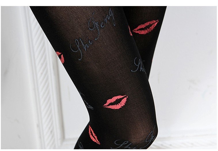 2012 120D velvet sexy red lips letter printing Rompers / stockings free shipping