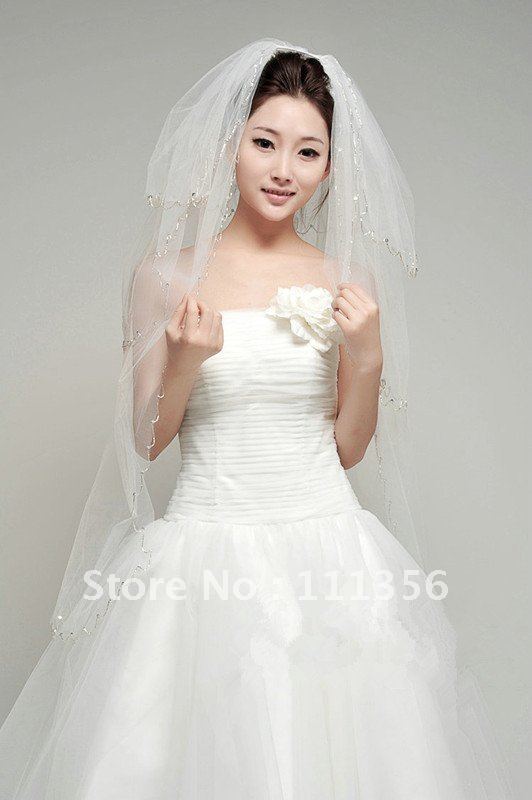 2012  3 layers white/Ivory wedding bridal   Beading  veil