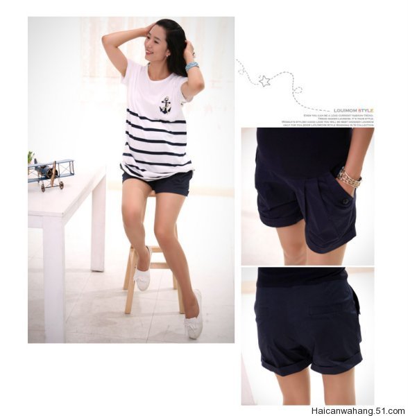 2012 3 maternity clothing maternity shorts white black navy blue