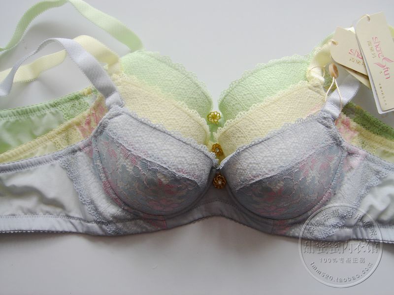 2012 8638 thin cup lace side gathering deep V-neck push up b bra