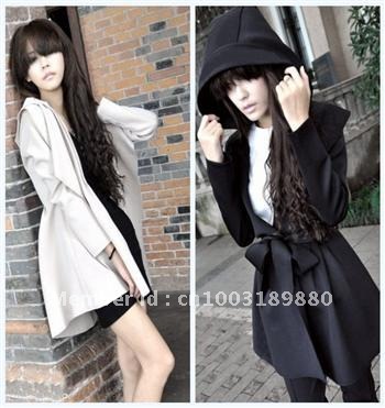 2012 9013 fashion cool elegant with a hood pleated long design high quality version trench outerwear