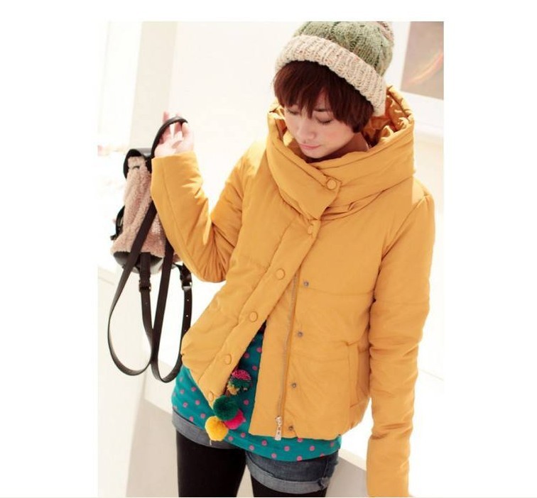 2012 9131 big hat perimeter solid color short design wadded jacket