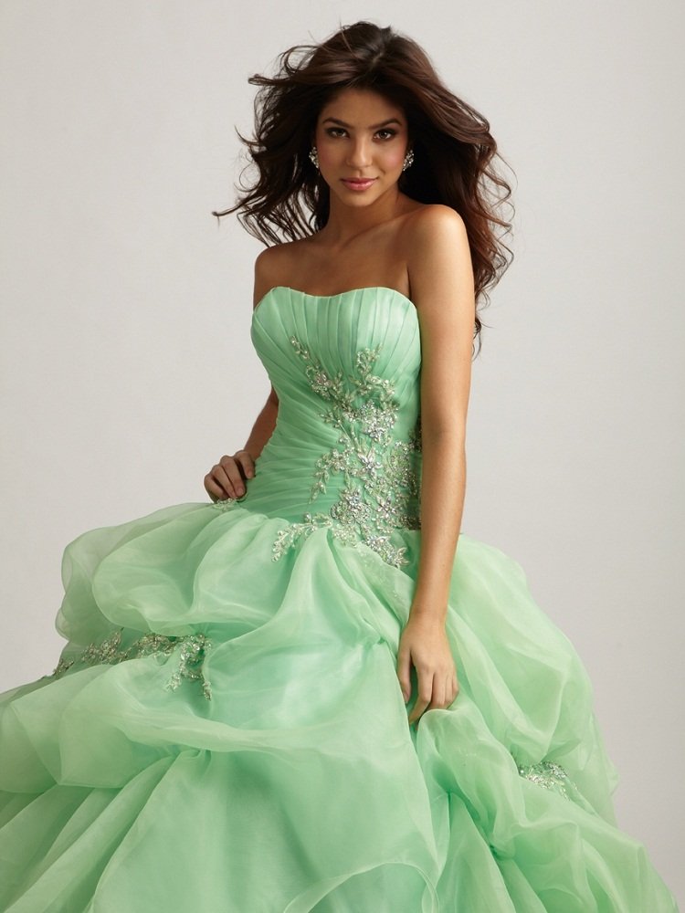 2012 A-line organza sequin Beading Lace-Up Bodice Back Quinceanera Dresses