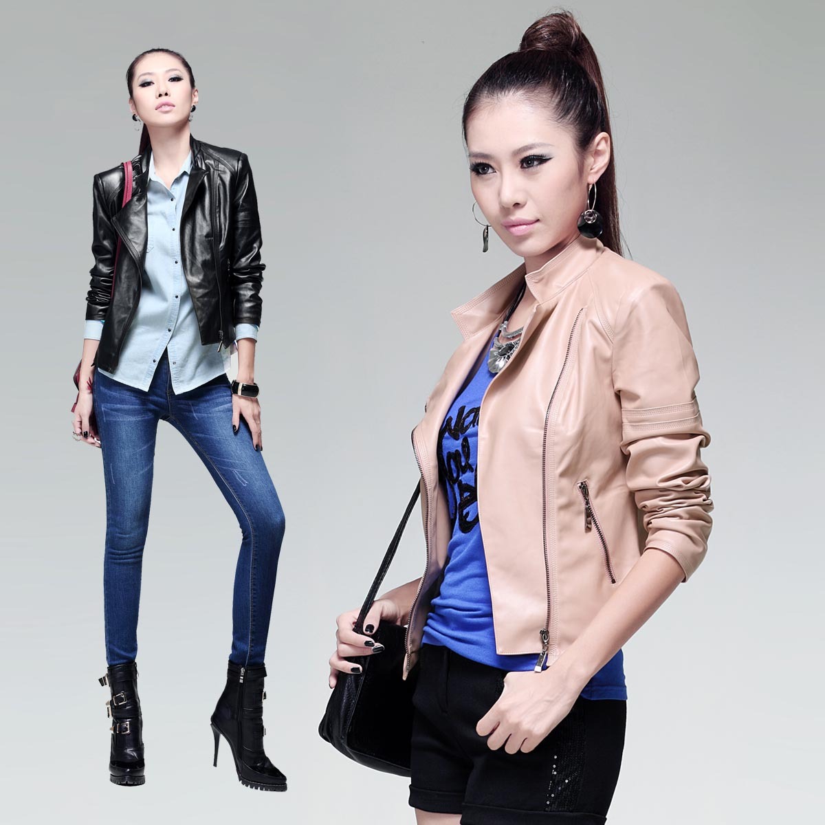 2012 all-match fashion personality women's faux leather clothing outerwear irregular sweep short jacket