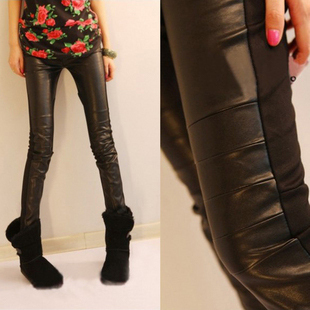 2012 all-match leather thickening legging pants