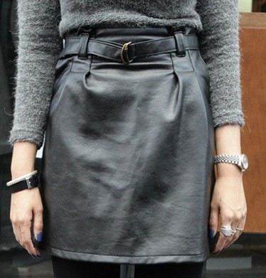 2012 all-match personality high waist lacing small leather skirt slim hip skirt bust skirt short skirt