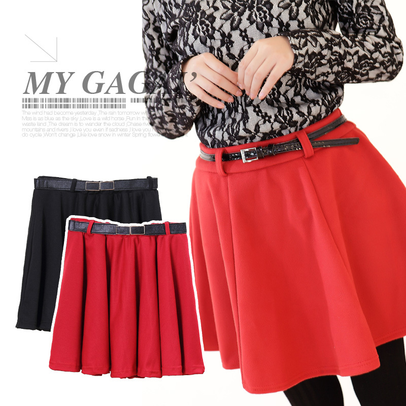 2012 all-match solid color pleated small short skirt bust skirt leather