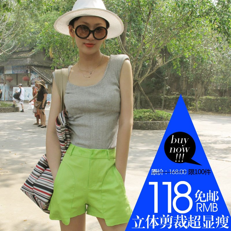 2012 all-match three-dimensional pocket liner print chromophous shorts female