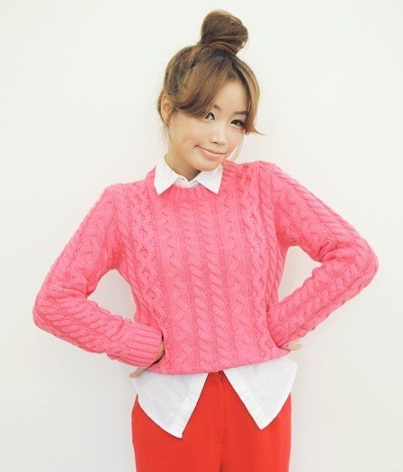 2012 all-match vintage pullover loose twisted sweater twisted sweater female