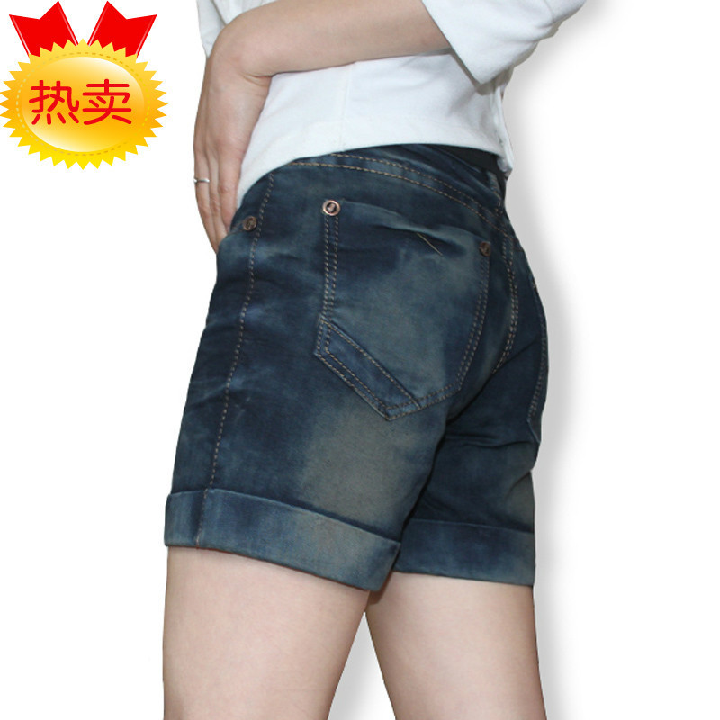 2012 AMIO hot denim shorts elastic fashion roll-up hem shorts 631