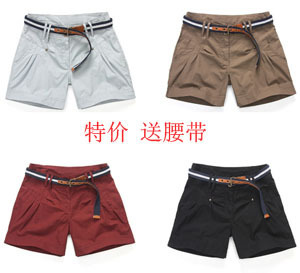 2012 AMIO yarn card fashion vintage 100% cotton pleated shorts short in size with belt