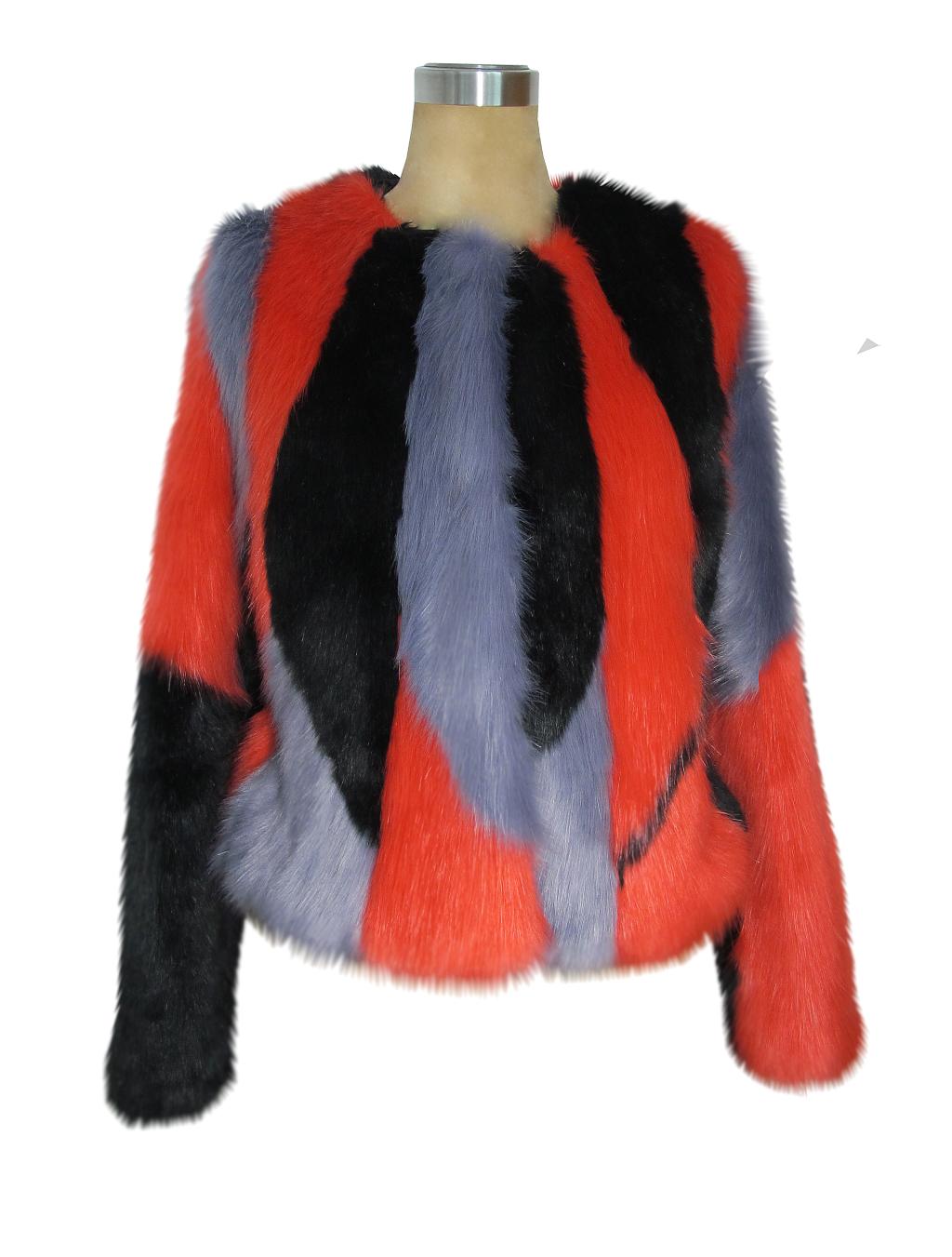 2012 ARMANLI colorant match luxury faux fur overcoat outerwear female