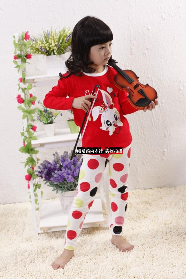 2012 autumn 100% cotton child sleepwear long-sleeve underwear set female child home baby long johns long johns set