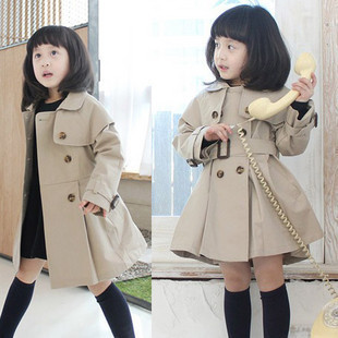 2012 autumn 49 trench double breasted trench female long outerwear child top 47 5-100-140cm