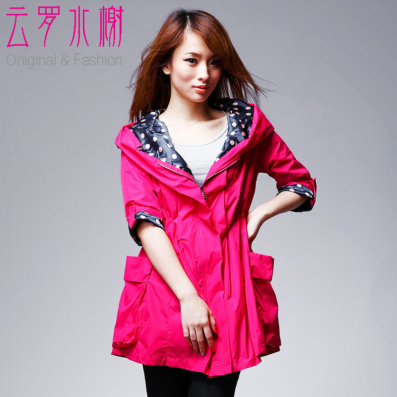2012 autumn 620 hat slim plus size rose short trench female outerwear thin trench