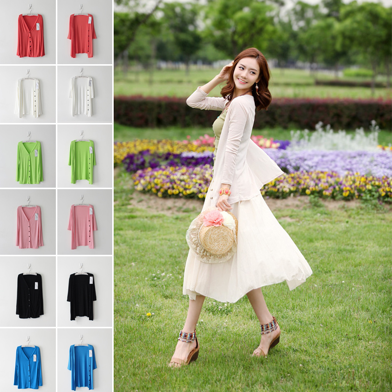 2012 autumn all-match button cardigan long-sleeve sun protection clothing air conditioning shirt candy outerwear 949