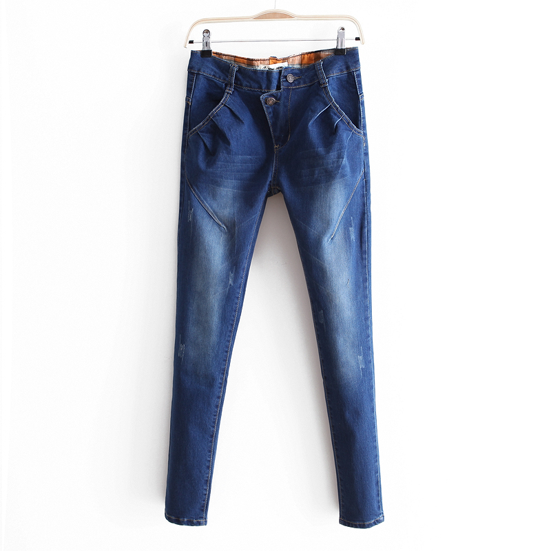 2012 autumn all-match fashion water wash wearing white scratches slim jeans skinny pants wk1369