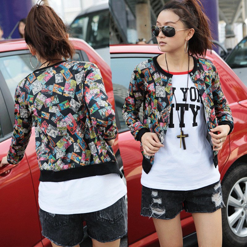 2012 autumn all-match women's cartoons long-sleeve fashion short design coat  outerwear Jackets free shipping