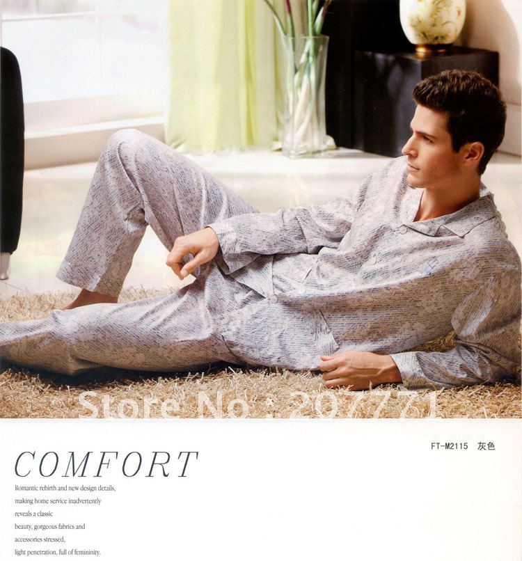 2012 autumn  and spring  men's 100% cotton long-sleeve sleep set.  men pajamas , retail , free shipping except Brazil