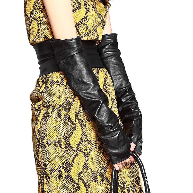 2012 autumn and winter all-match fashion lucy refers to double layer women's ultra  half finger leather glovesfree shipping Y001