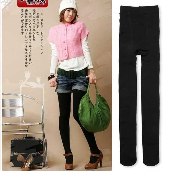 2012 autumn and winter bamboo charcoal thermal plus file thickening brushed pants basic 2 stockings
