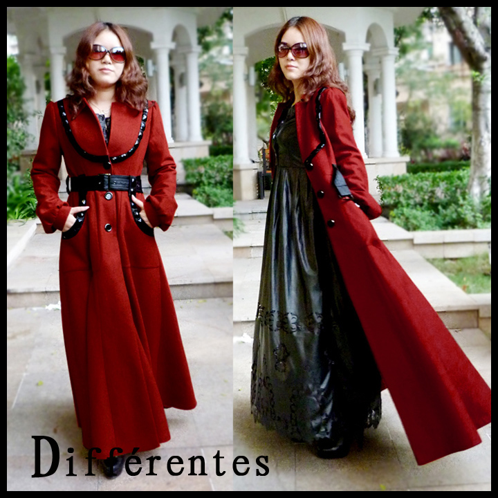 2012 autumn and winter beading red woolen wadded jacket overcoat outerwear autumn
