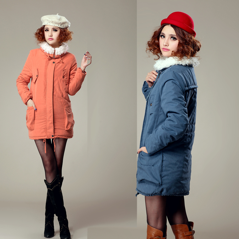 2012 autumn and winter berber fleece tooling plus size cotton-padded jacket medium-long cotton-padded coat berber fleece wadded