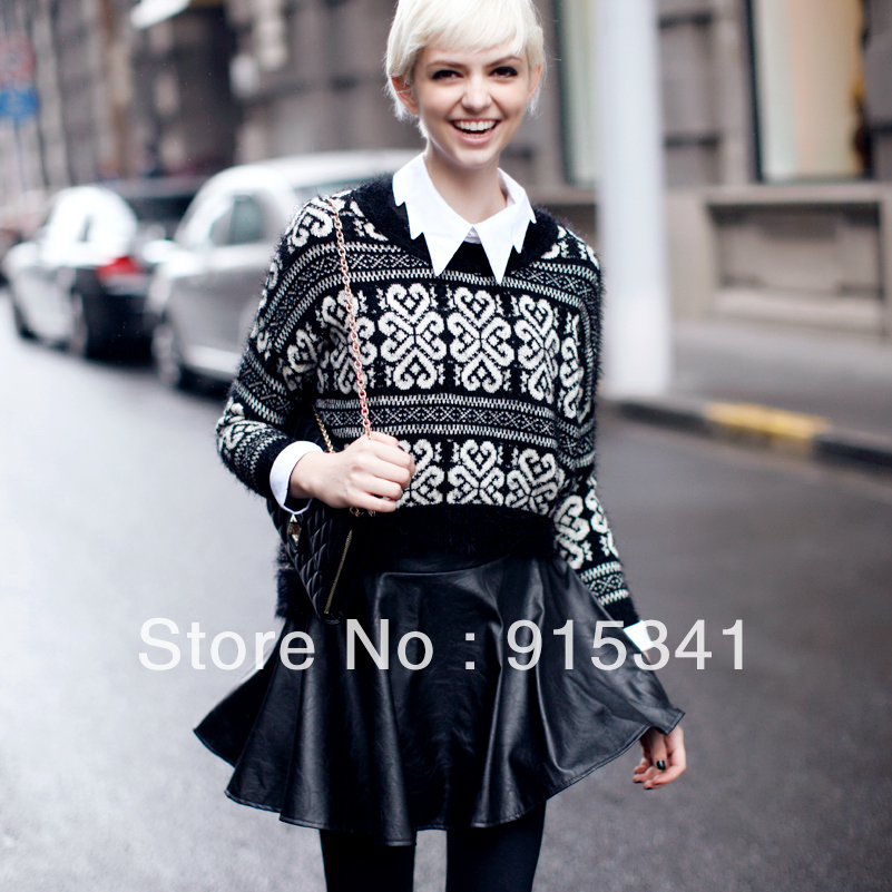 2012 Autumn and Winter black leather puff skirt women's fashion street Western Short Skirt