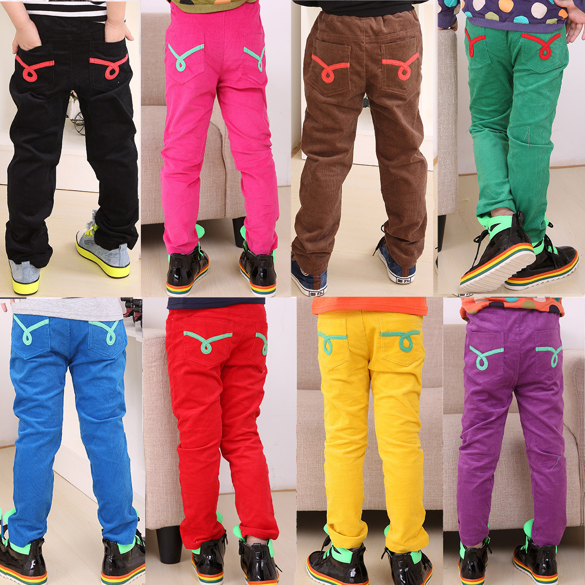 2012 autumn and winter candy all-match boys clothing girls clothing baby trousers corduroy pants kz-1179