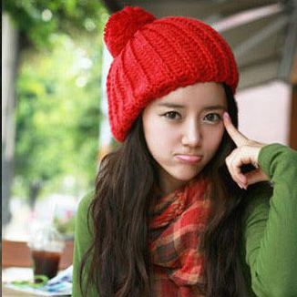 2012 autumn and winter candy color solid color knitted hat knitted ball cap thermal women's hat xc-37