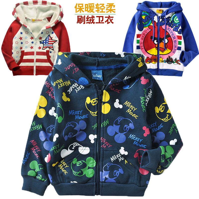 2012 autumn and winter cartoon child sweatshirt plus velvet thickening male female child cardigan hoodie free shipping