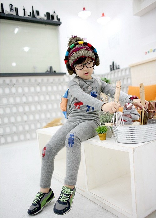 2012 autumn and winter children's clothing children's clothing children's clothing thick sanded cotton lounge set mb-7807