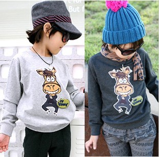 2012 autumn and winter children's clothing children's clothing male child plus velvet thickening fleece thermal sweatshirt