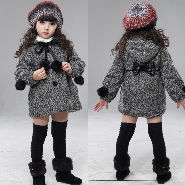 2012 autumn and winter children's clothing female child woolen overcoat female child outerwear children's clothing trench