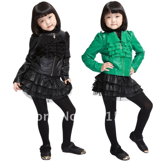2012 autumn and winter children's clothing zipper sweater outerwear child leather jacket leather clothing top 2