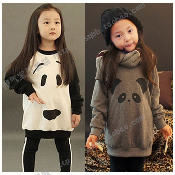 2012 autumn and winter clothing female child cartoon panda fleece casual sweatshirt outerwear wt0078